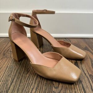 Nordstrom Katrina Leather Ankle Strap Block Heel Pumps size 10